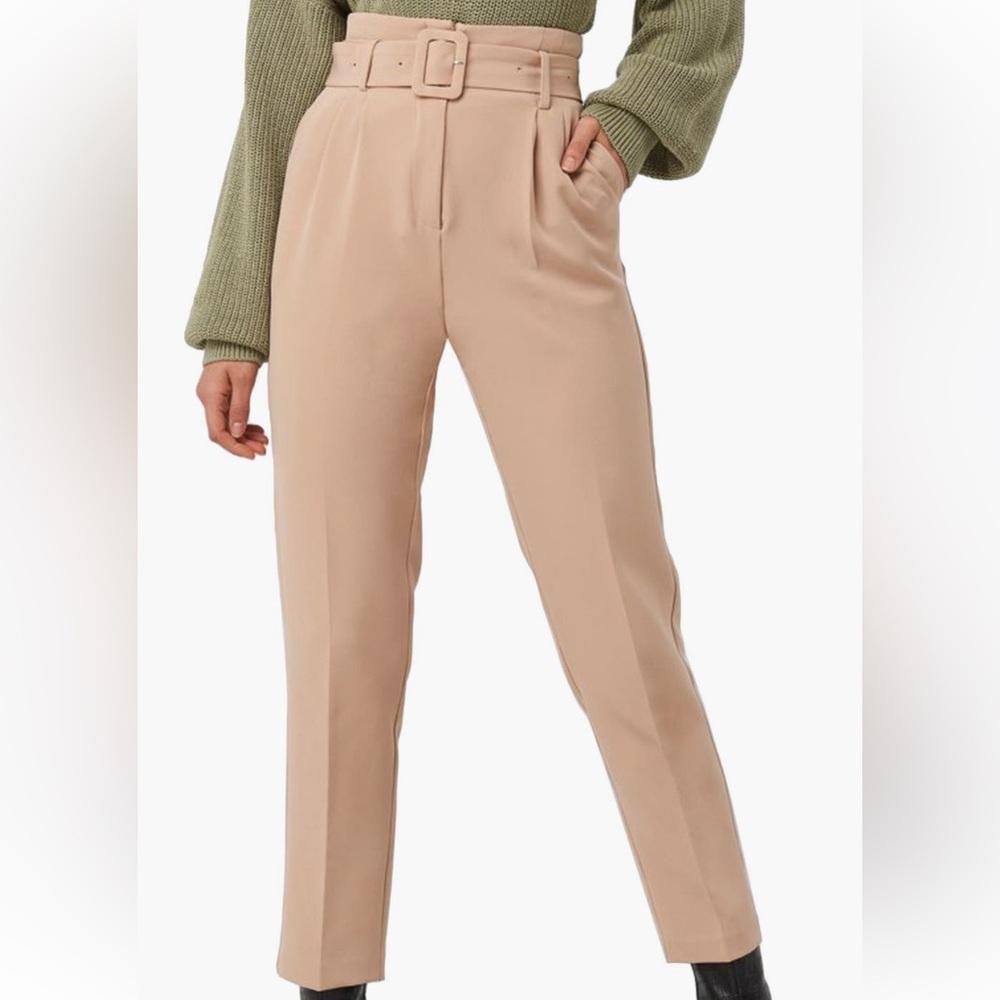 NA-KD Belted Suit Pant in color Beige, size 2 US (32 EU)